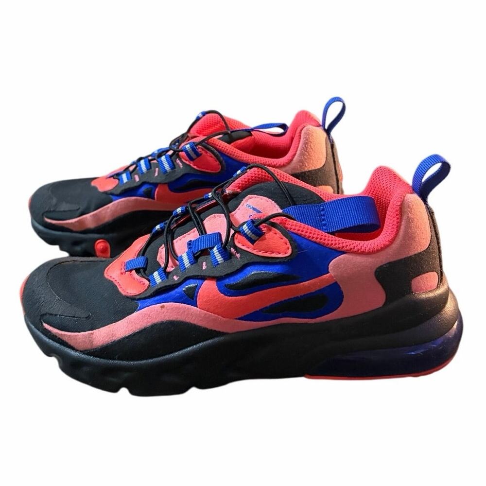 Nike Air Max 270 React (GS) Shoes Size 3.5Y Black/Flash Crimson CT1579-001